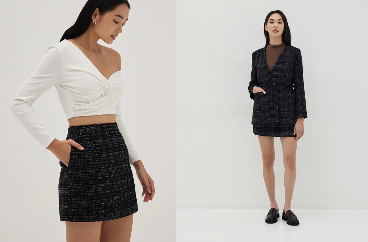1、Reign Brushed Tweed Mini Skirt