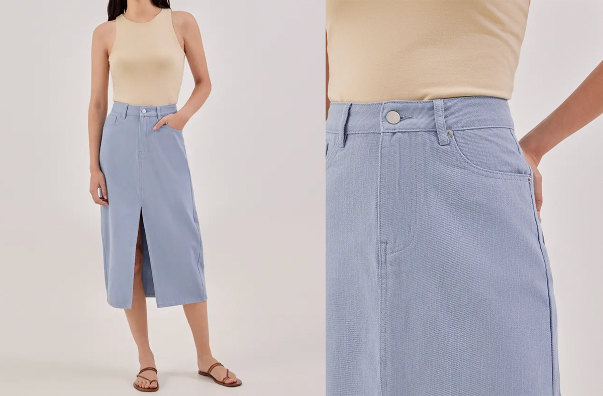 6、Juleen Denim Column Skirt