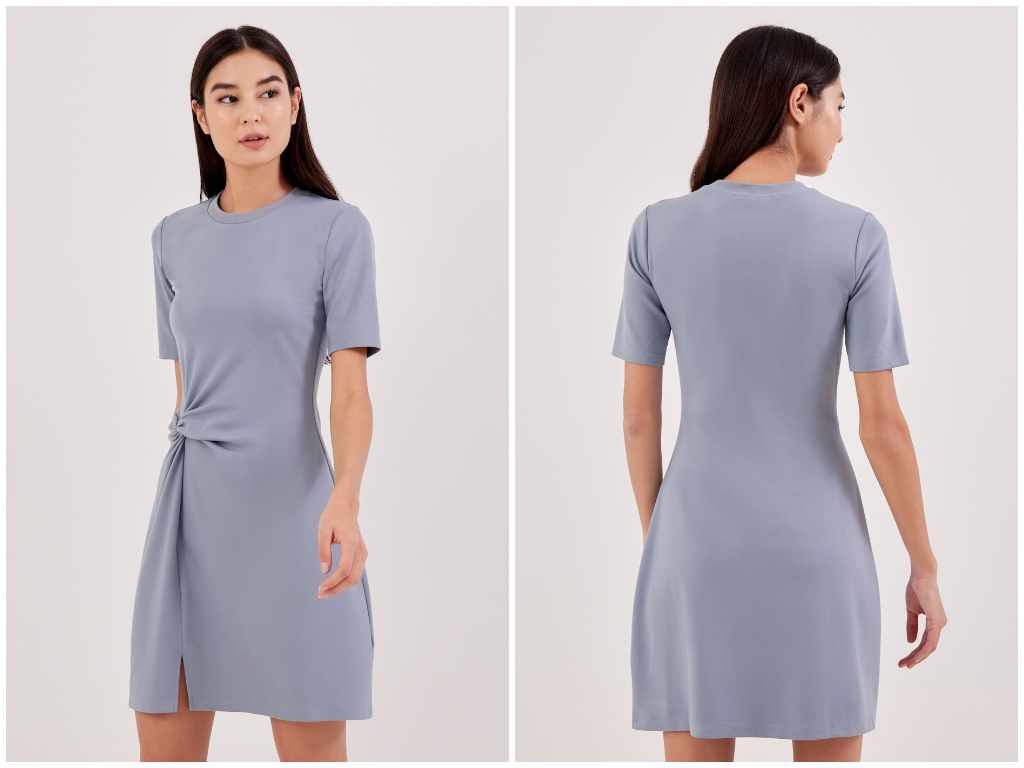 1、Kamile Ruched Shift Dress