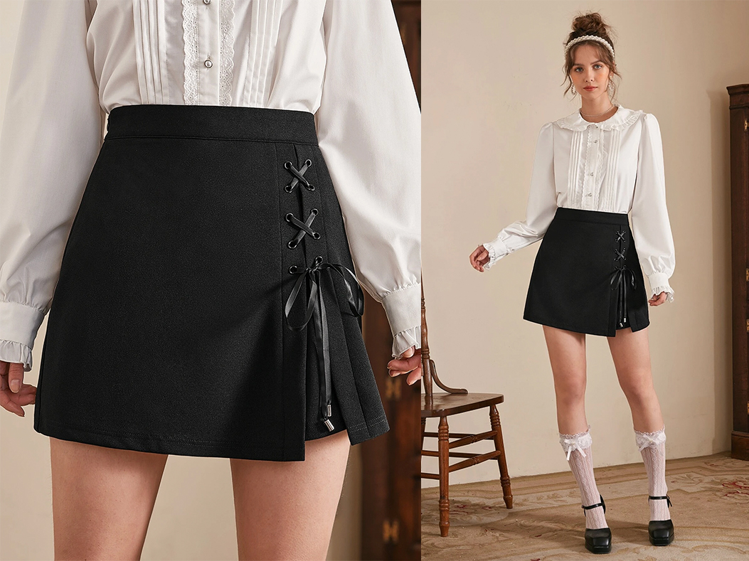 5、SHEIN MOD Lace Up Side Skirt
