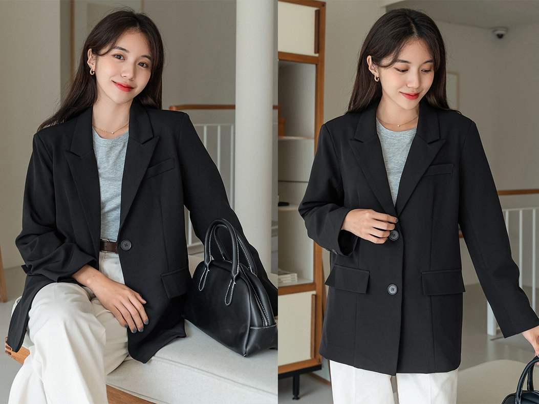 3、DAZY Single Breasted Lapel Collar Blazer