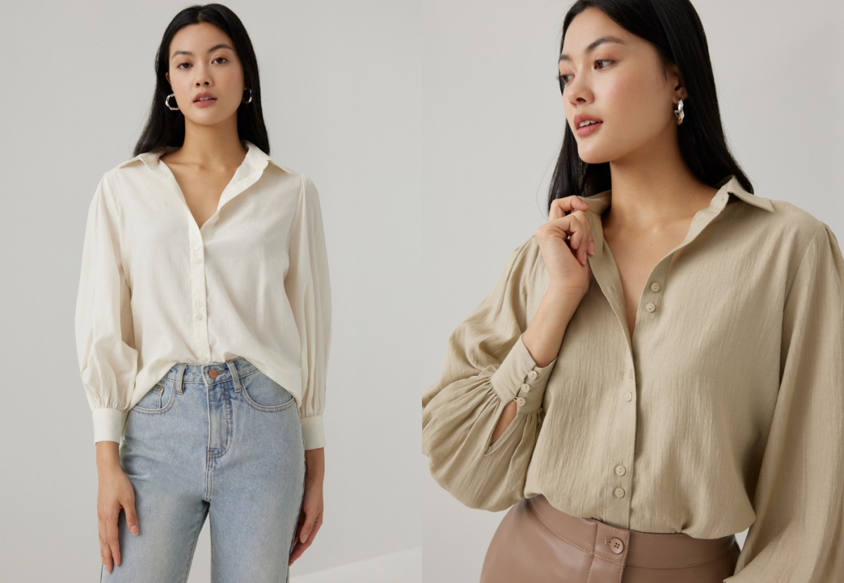 8、Chloe Rayon Puff Sleeve Shirt