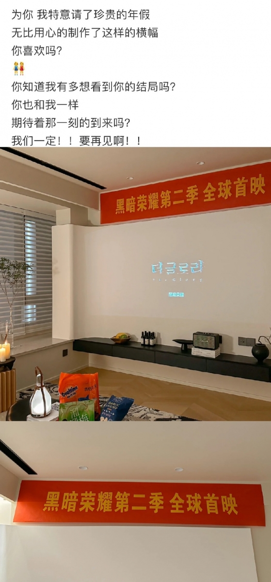 自制了「黑暗荣耀第二季 全球首映」的横幅