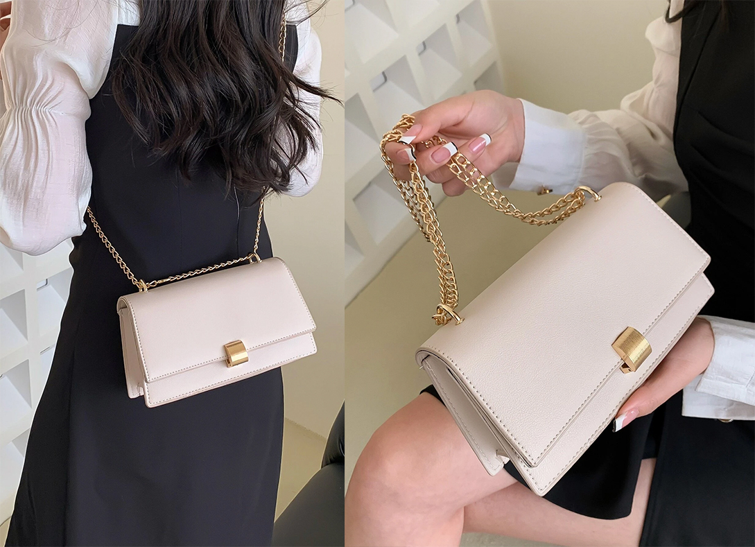 4、Minimalist Flap Chain Square Bag