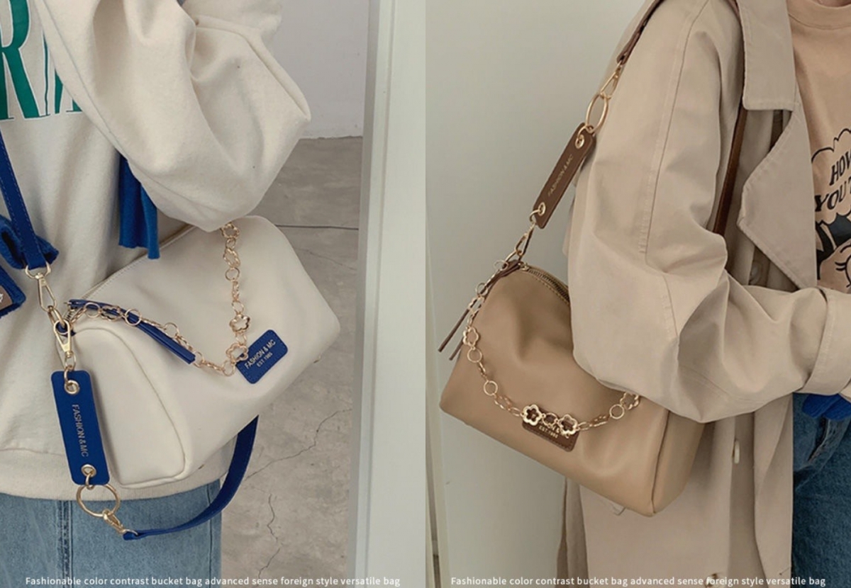 8、撞色链条枕头包