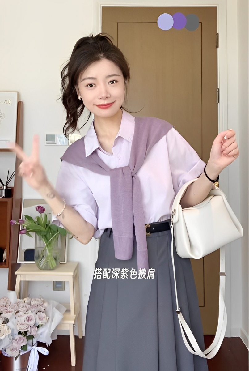 Look 3：香芋紫 + 深灰色 + 深紫色