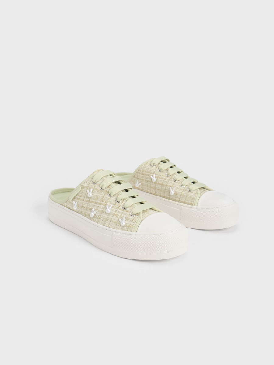 7、Bunny Tweed Slip-On Sneakers