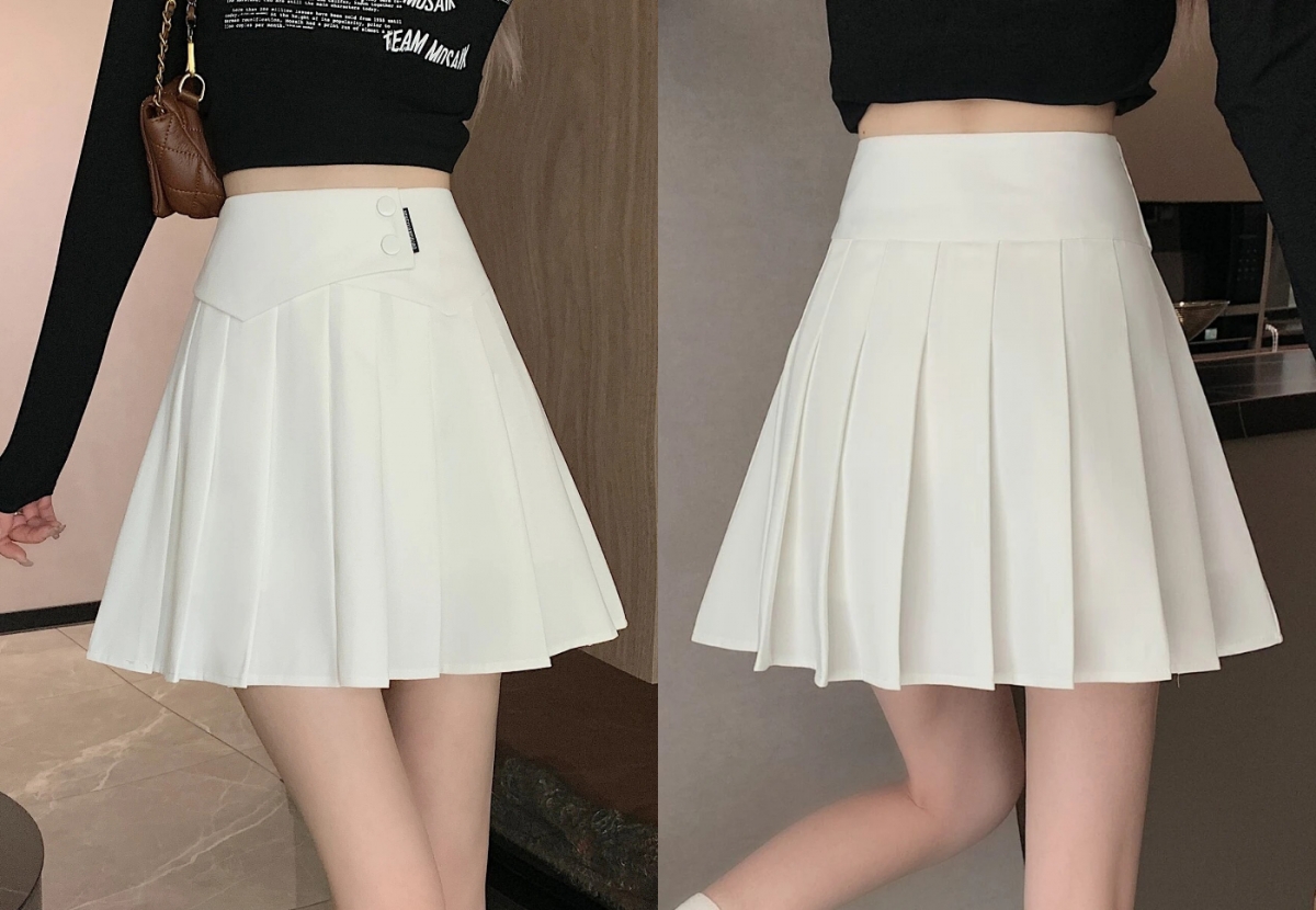 6、Honeyspot Letter Patched Pleated Skirt