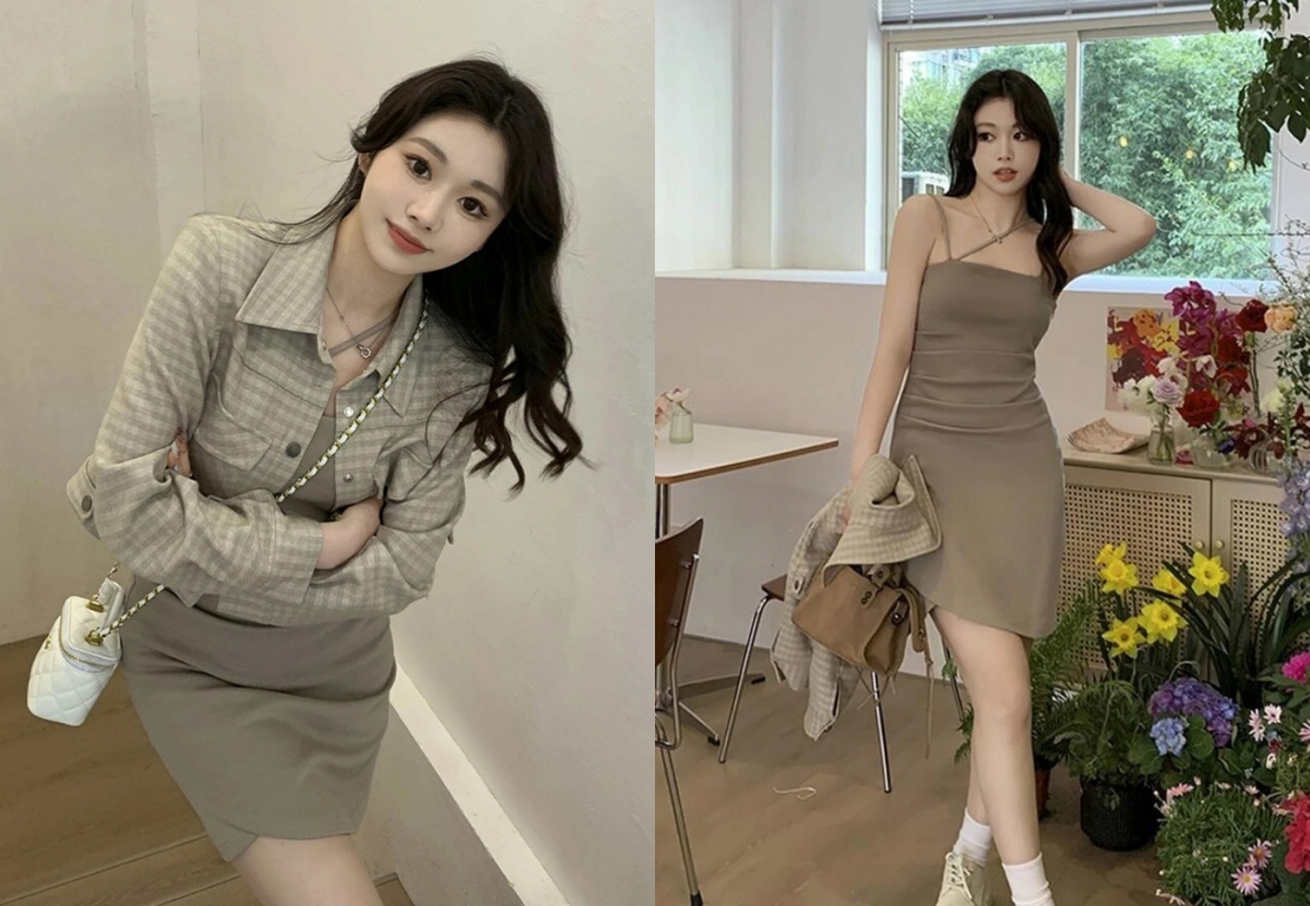 7、Honeyspot Solid Ruched Overlap Hem Cami Dress