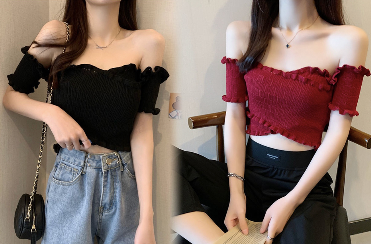 5、针织花边两件套上衣