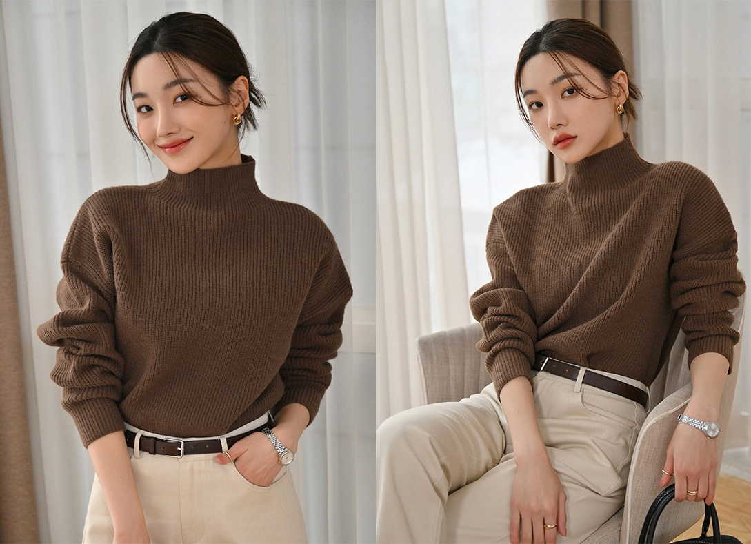 2、DAZY Mock Neck Drop Shoulder Sweater