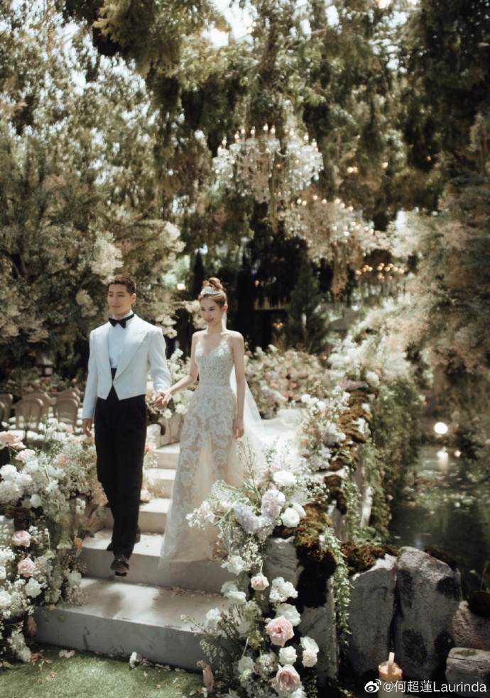 水池中绽放着代表何超莲的莲花