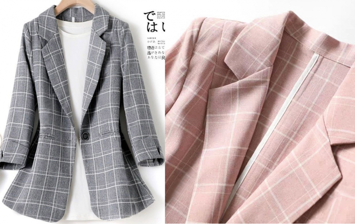 4、经典格纹西装外套