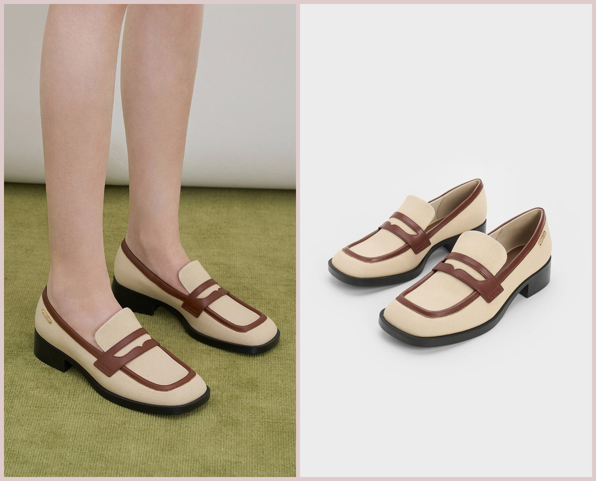 3、Canvas Cut-Out Penny Loafers