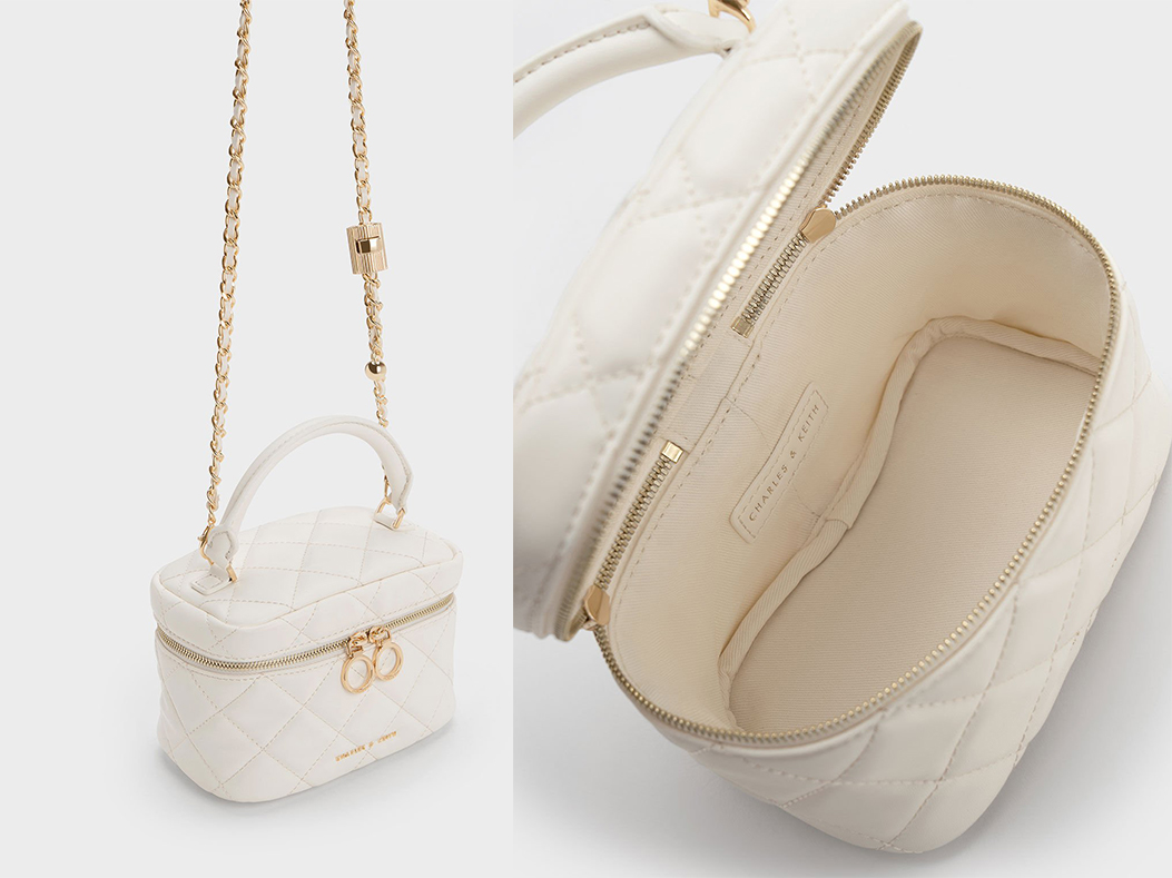 1、Quilted Two-Way Zip Mini Bag - White