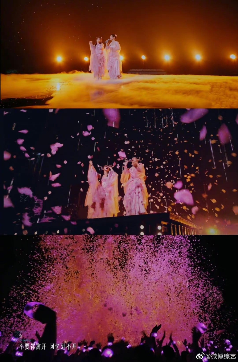 粉色系花海从天而降与着装一气呵成的舞美设计简直绝了