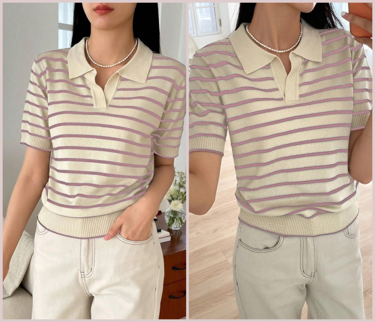 2、DAZY Striped Pattern Knit Top