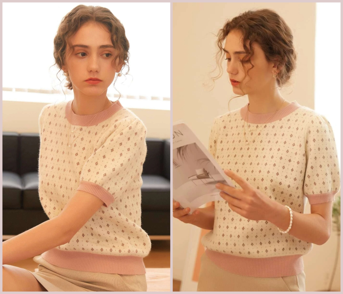 6、Polka Dot Knit Top