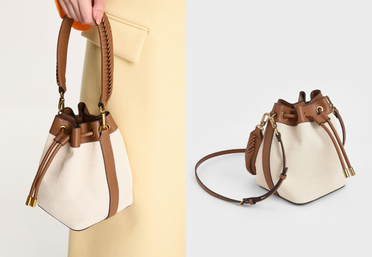 1、Canvas Drawstring Bucket Bag