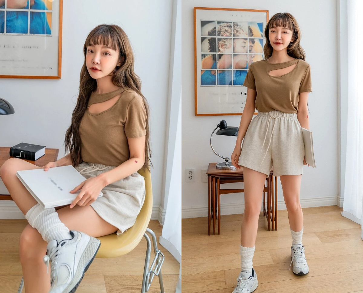 3、DAZY Solid Cut Out Tee