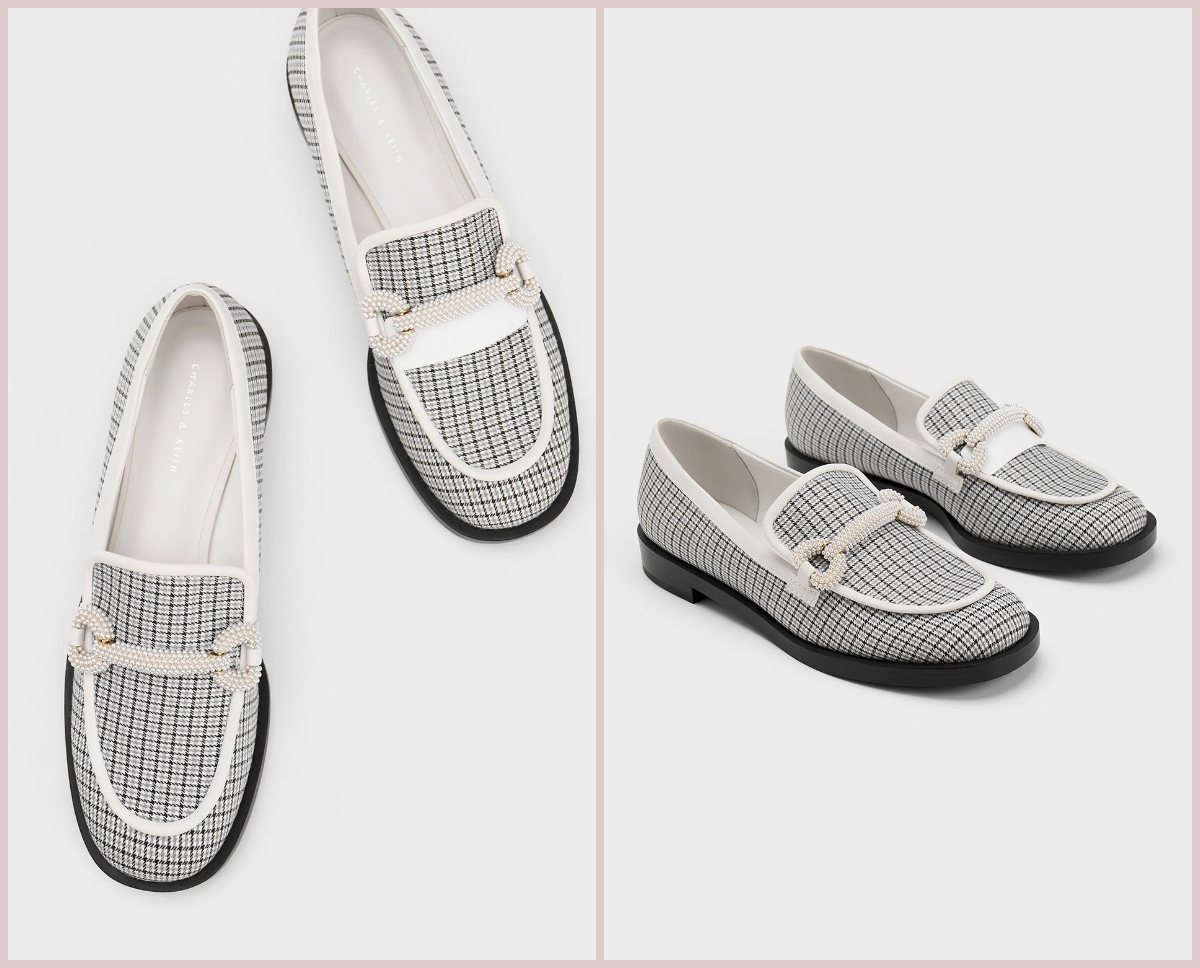 2、Checkered Beaded Strap Loafers