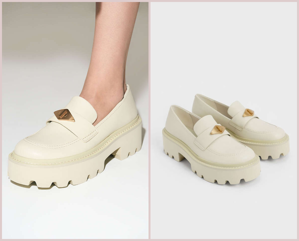 5、Metallic Accent Chunky Platform Penny Loafers