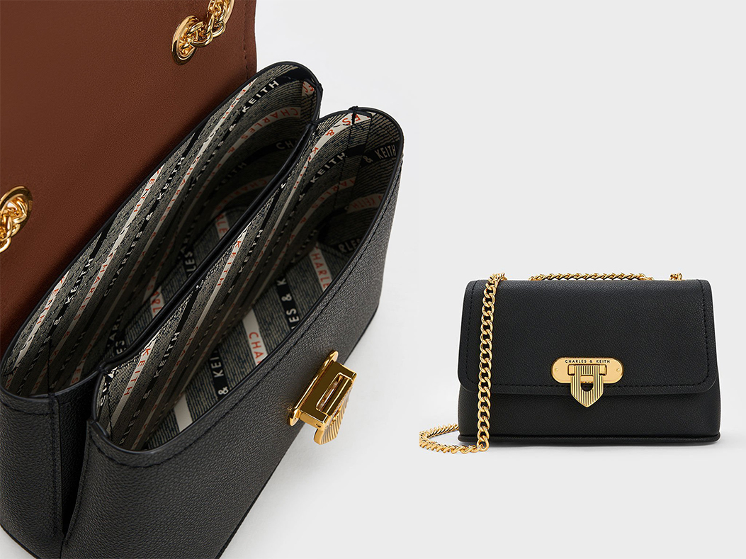 4、Alcott Push-Lock Chain Bag - Black