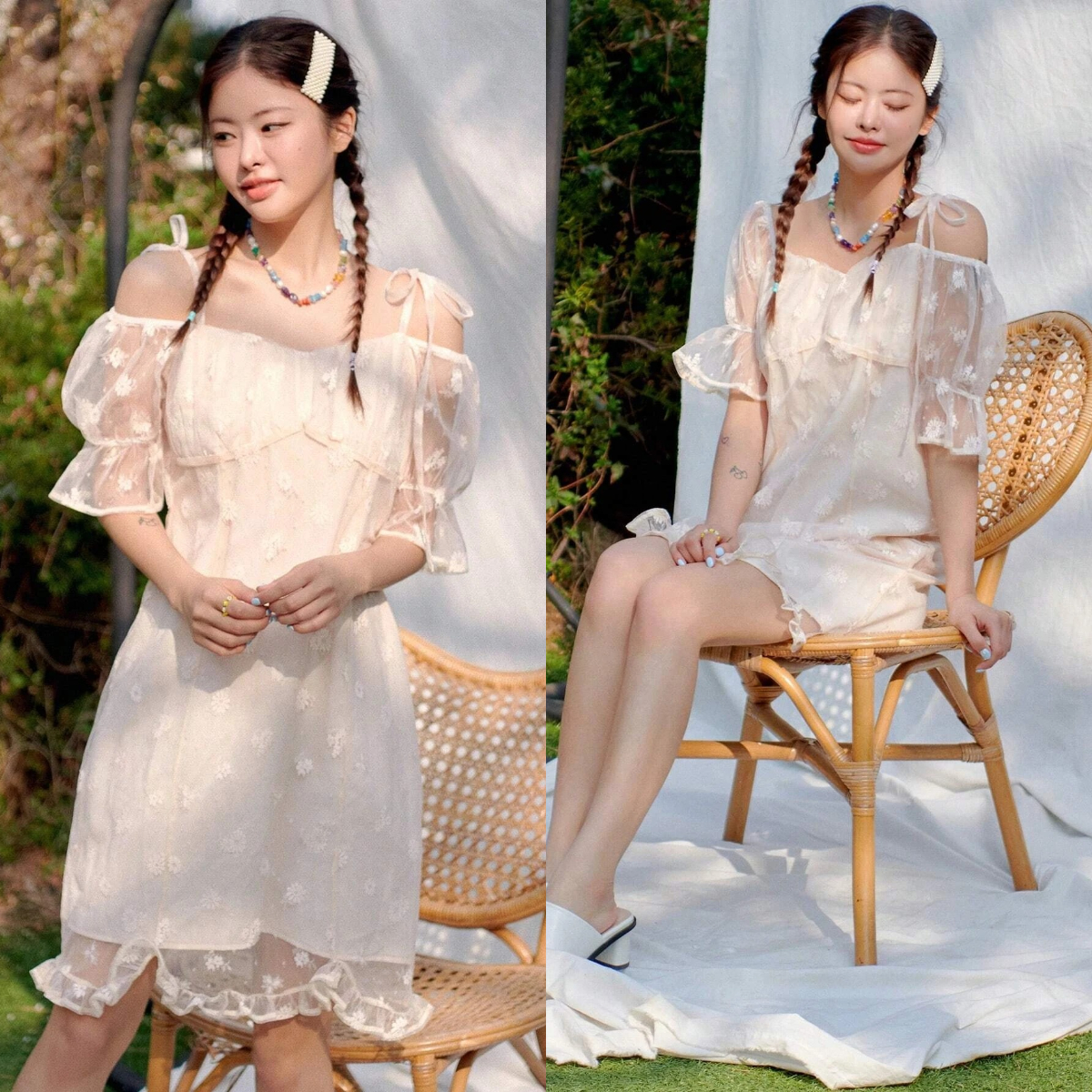 4、DAZY Cold Shoulder Ruffle Trim Mesh Overlay Dress