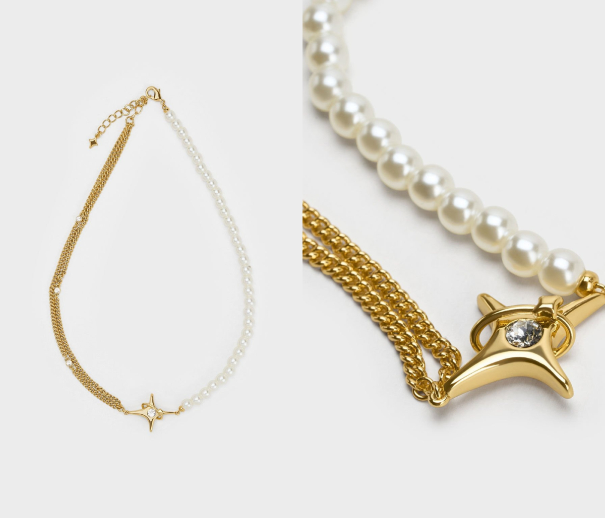 1、Star & Pearl Choker Necklace