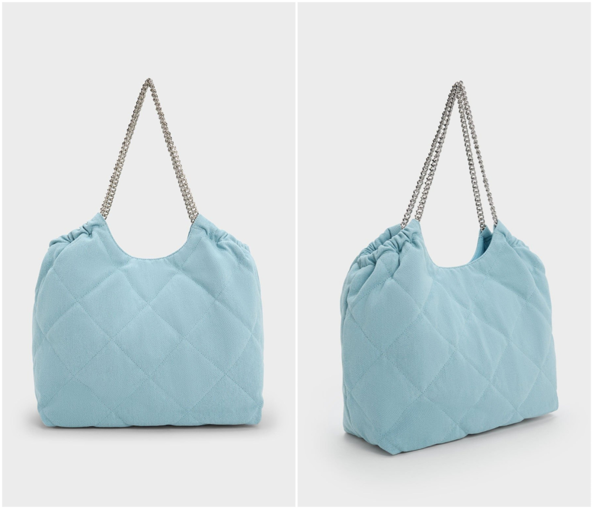 4、Braided Handle Denim Tote Bag