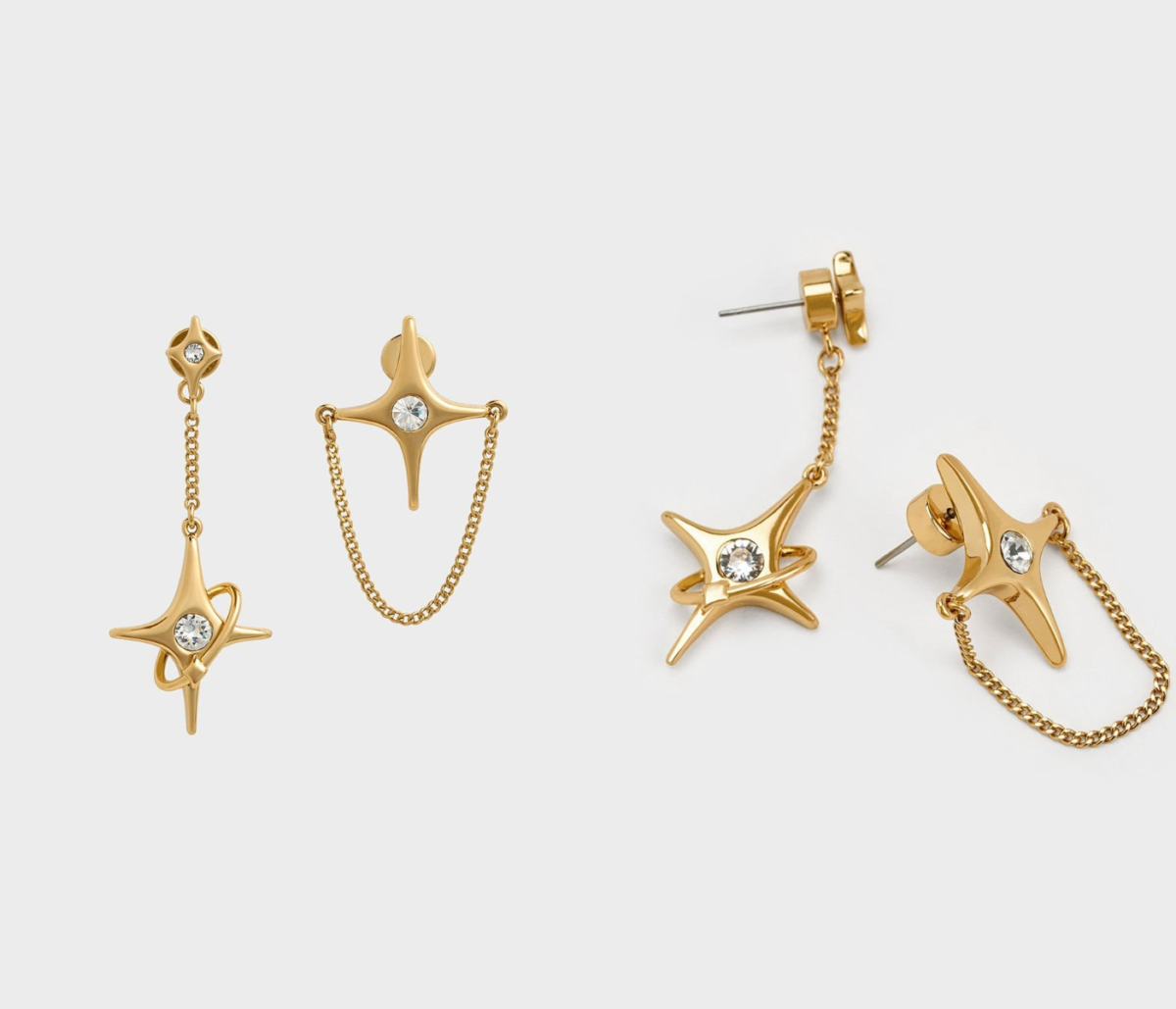 3、Star Crystal Mismatch Drop Earrings