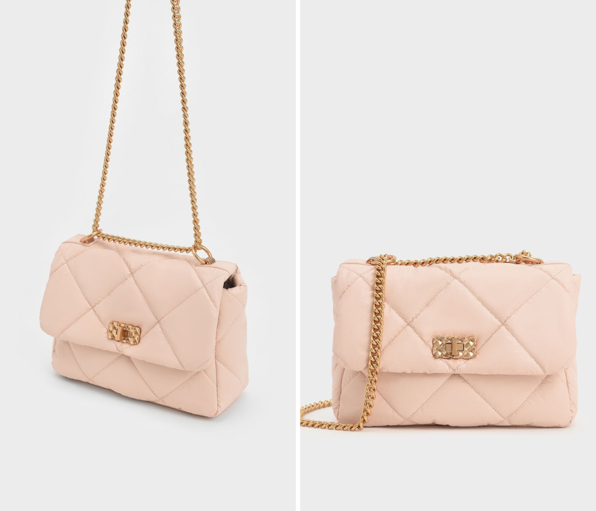 3、Paffuto Large Padded Shoulder Bag - Light Pink