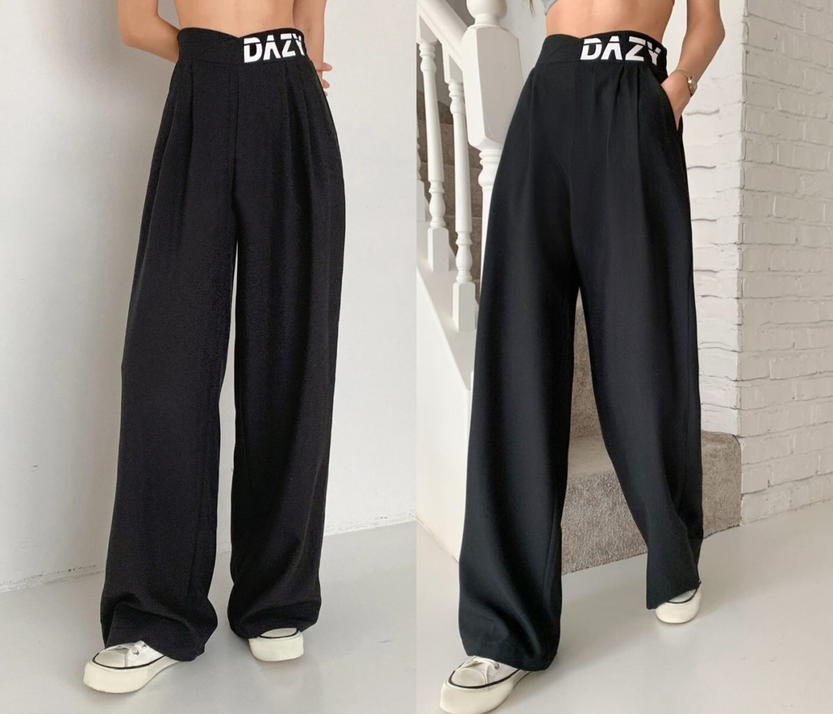 5、DAZY Letter Graphic Asymmetrical Waist Pants