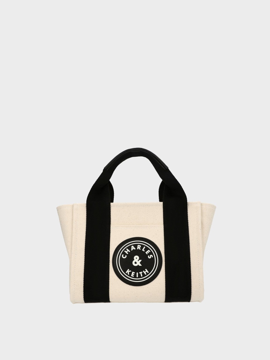 2、Canvas Contrast-Trim Tote Bag - Multi