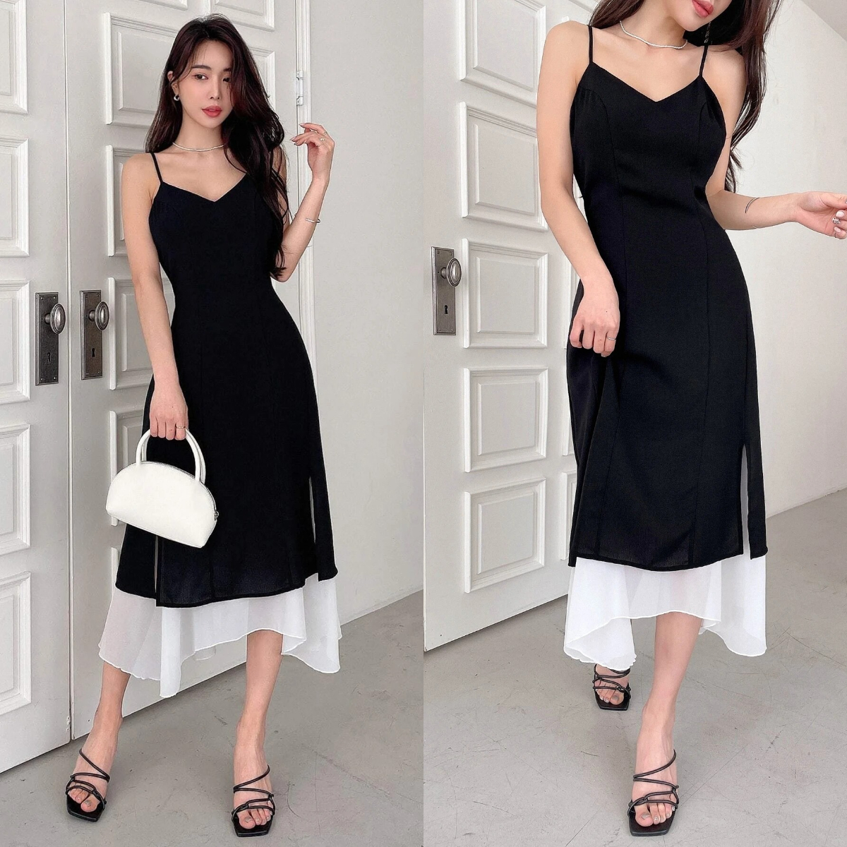 6、DAZY Two Tone Split Thigh Cami Dress