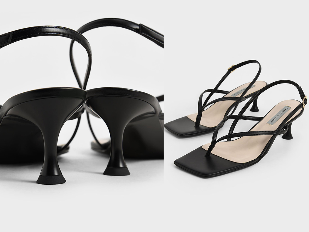 1、Slingback Thong Sandals - Black