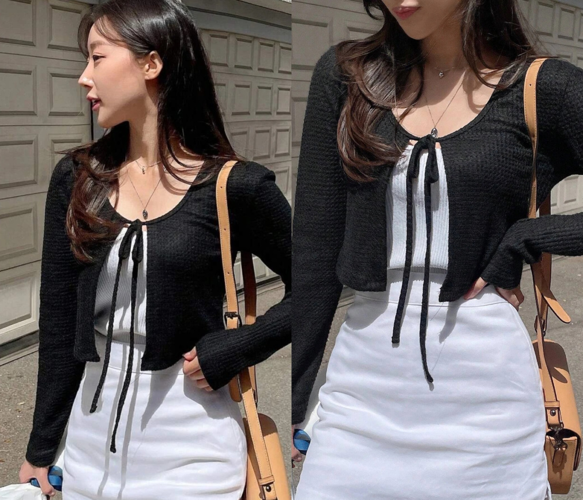 3、DAZY Solid Tie Front Crop Tee