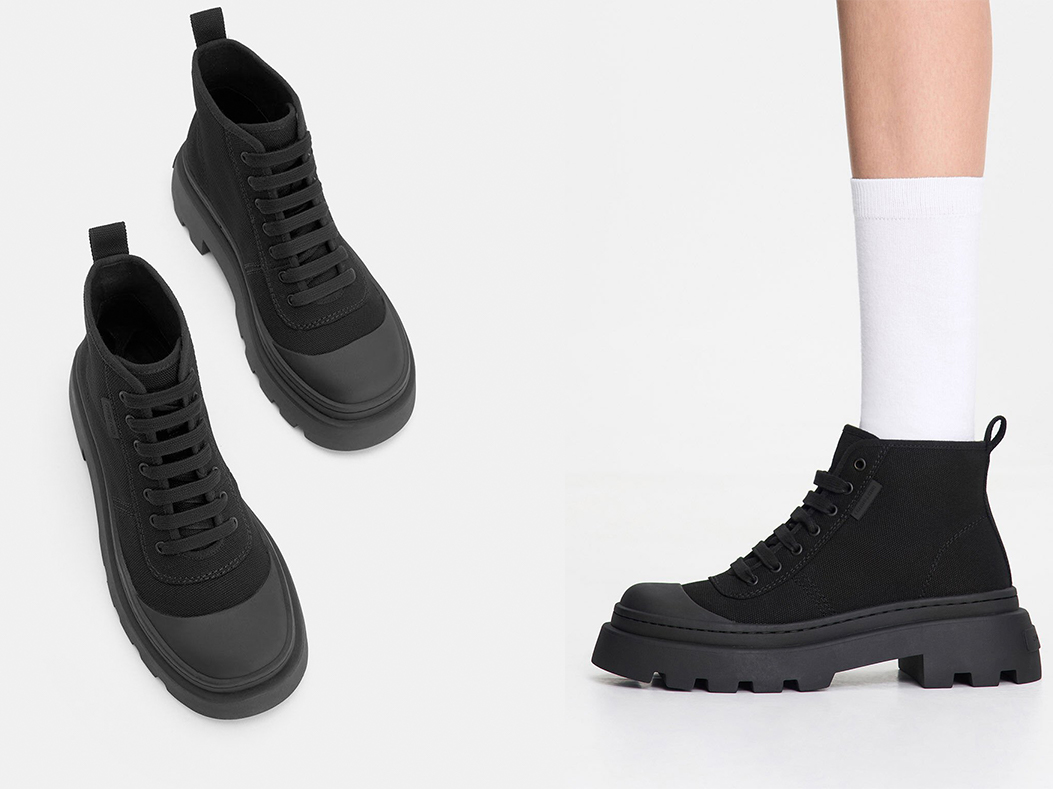 4、Canvas High-Top Sneakers - Black