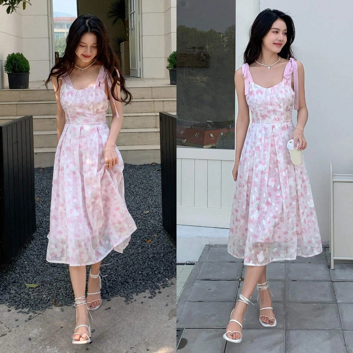 6、DAZY Allover Floral Print Tie Shoulder Cami Dress