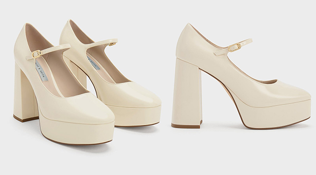 3、Patent Platform Mary Jane Pumps - Chalk