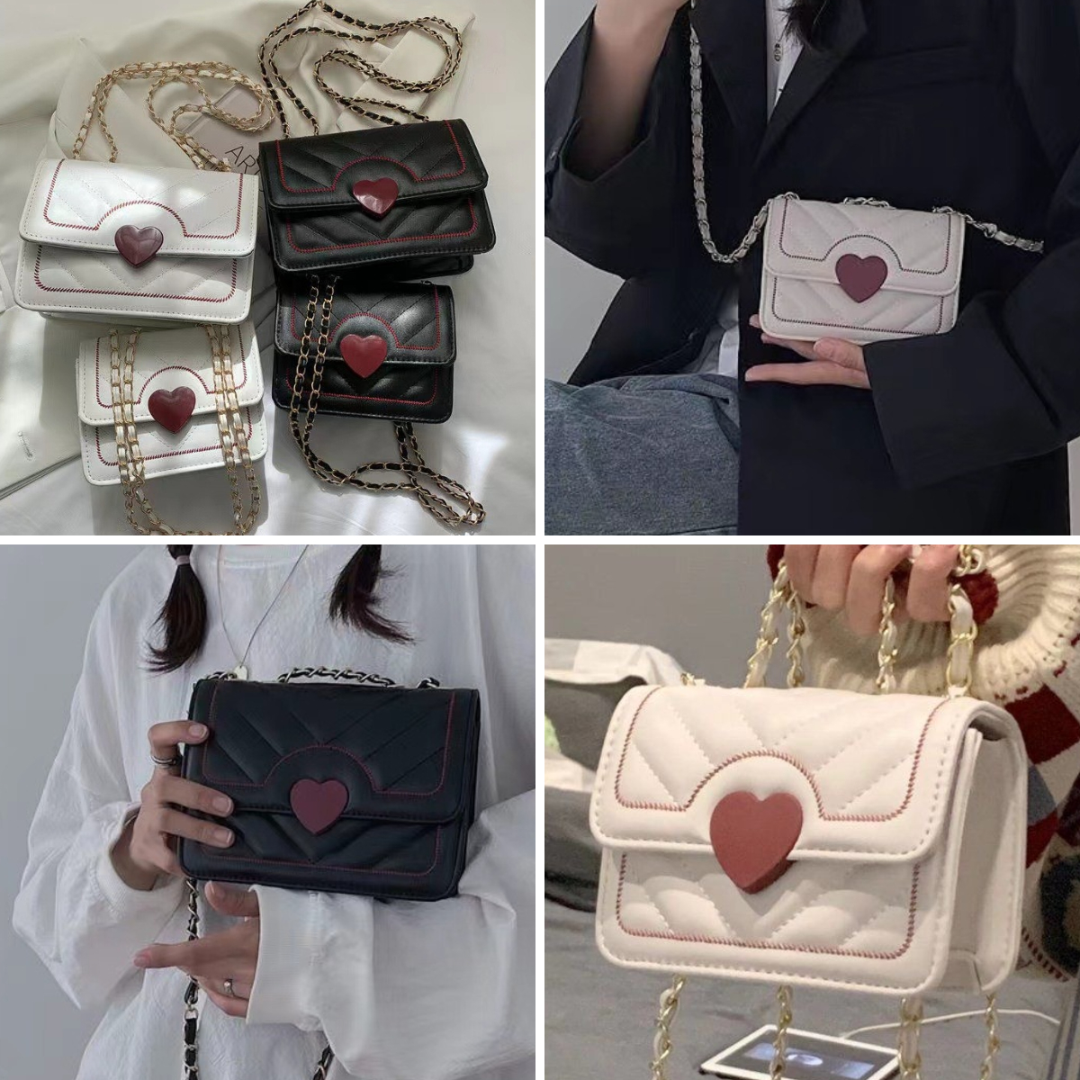 4、草莓爱心链条迷你小方包