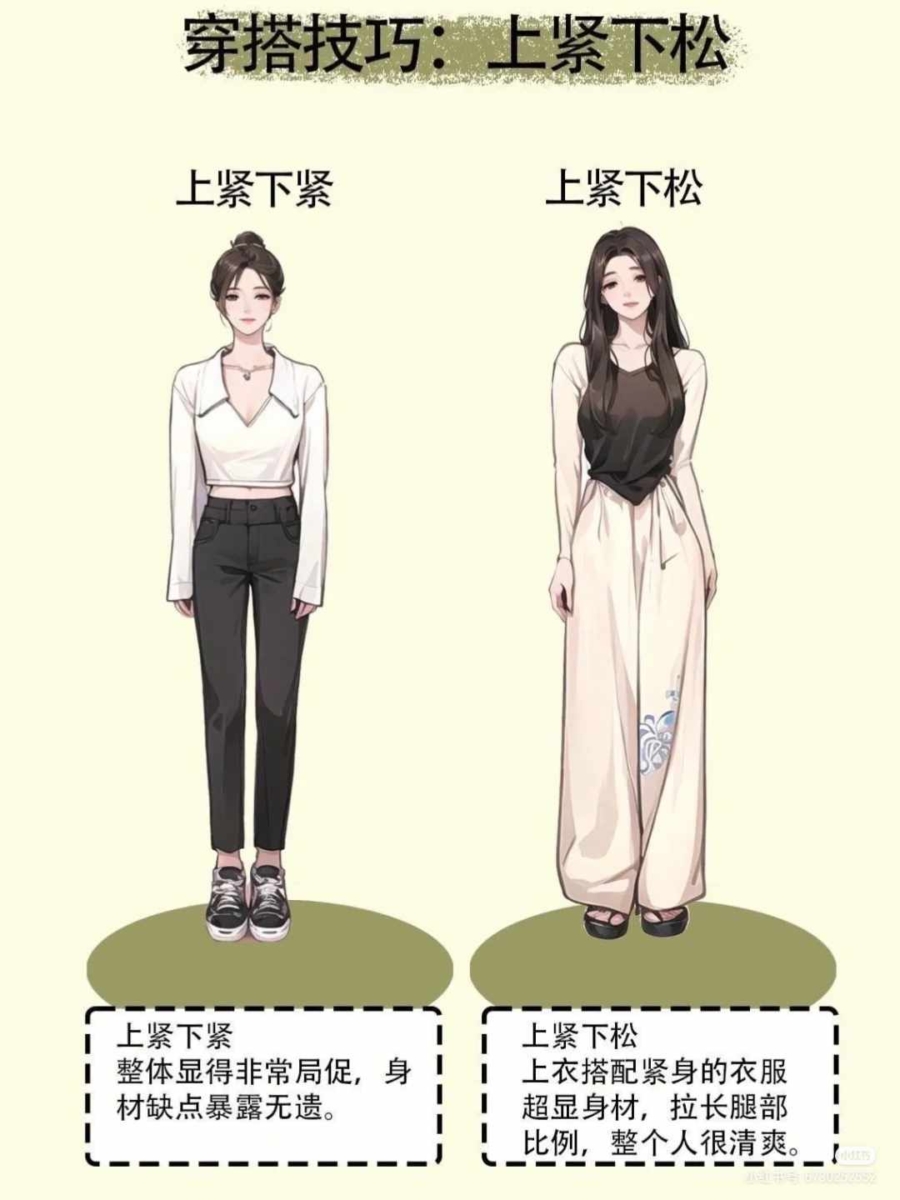 穿搭技巧一：上紧下松