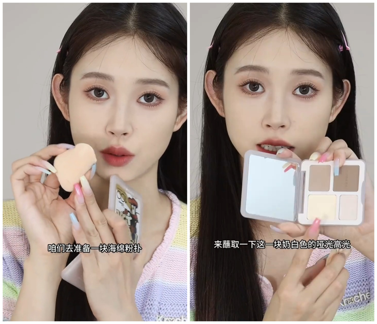 用海绵粉扑取粉更细密