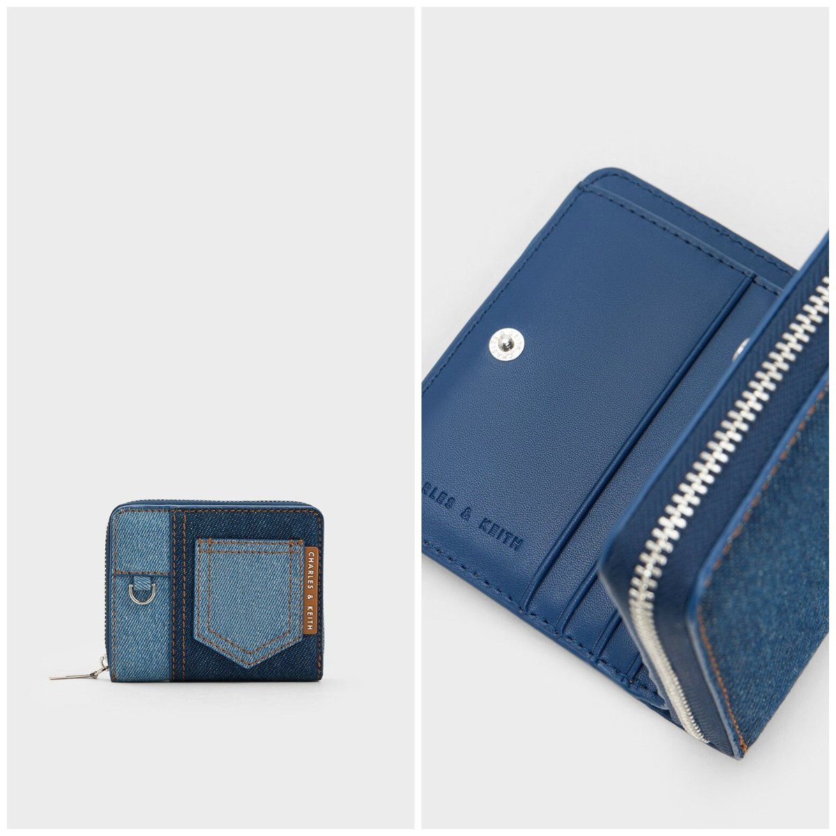 3、Anthea Contrast-Trim Denim Wallet