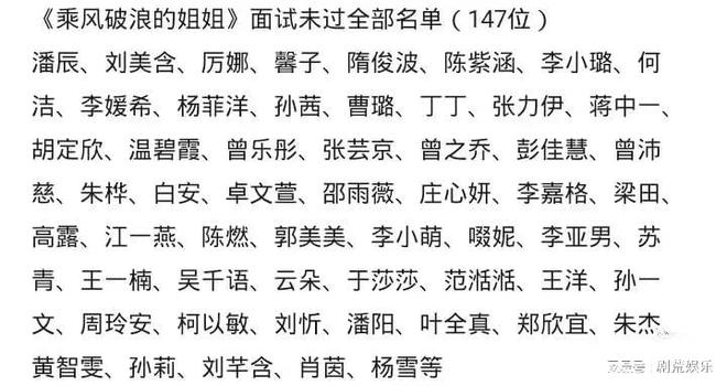 《浪姐 4》面试未通过名单