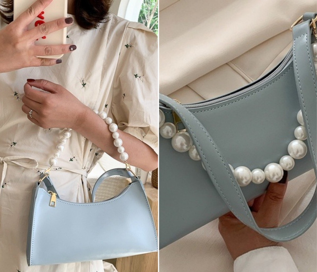 8、珍珠链条腋下包