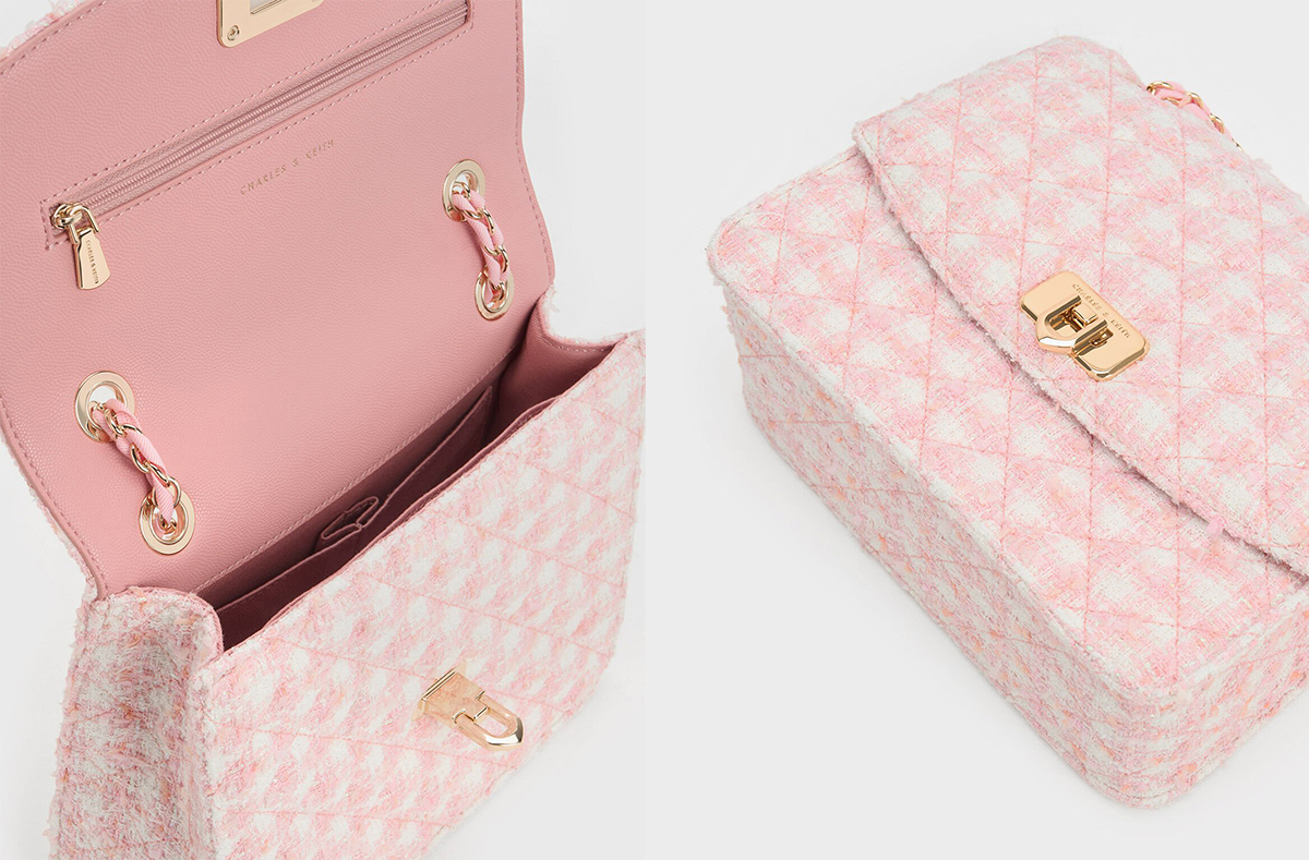 2、Cressida Tweed Chain Strap Bag - Pink