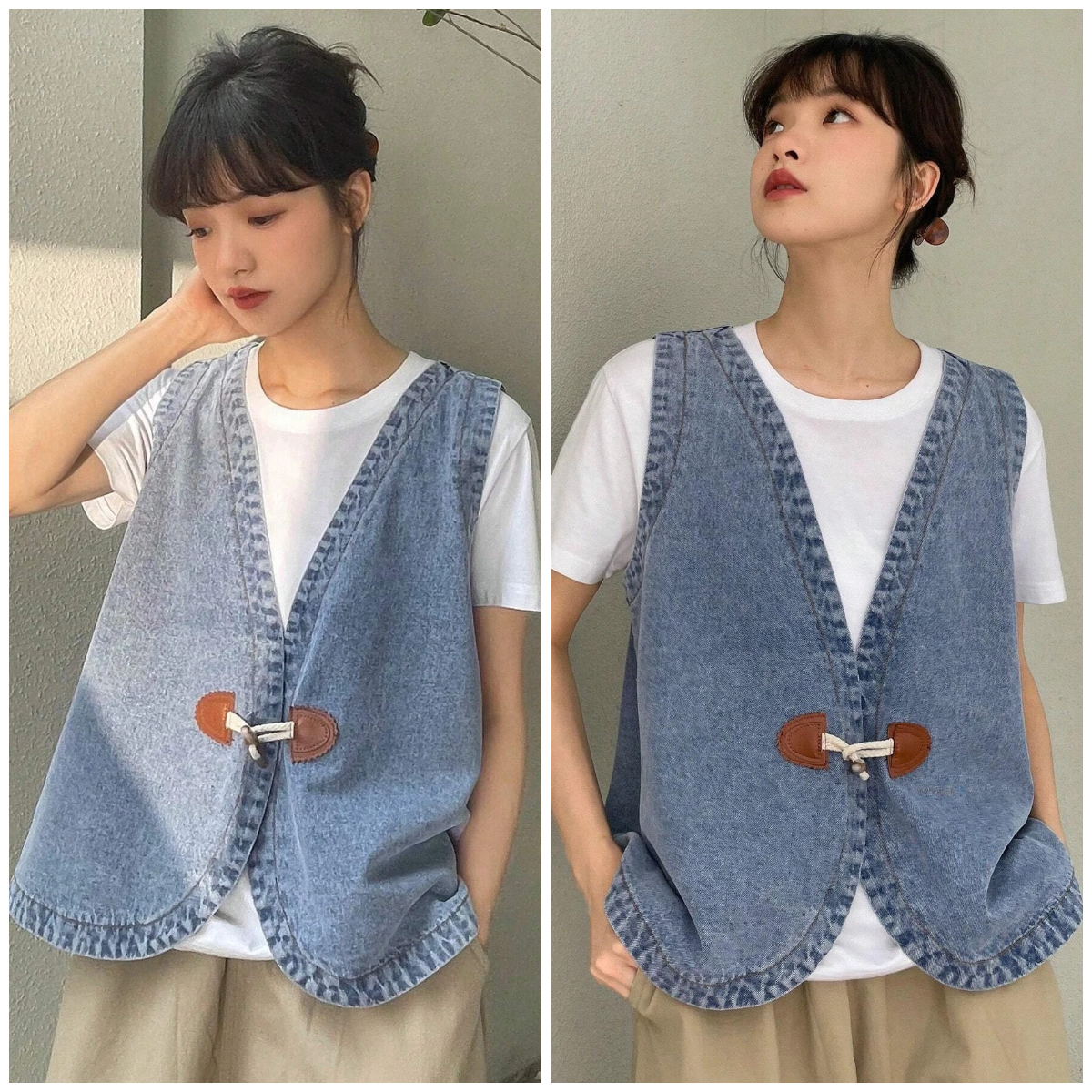 4、DAZY Buckle Detail Denim Vest Without Tee