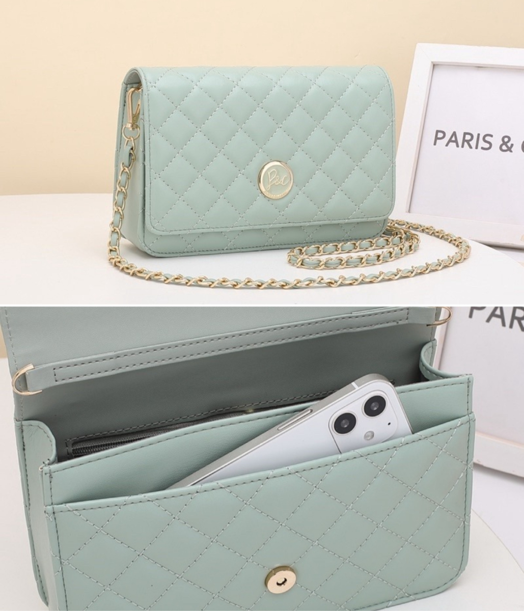 1、小香风菱格纹链条包