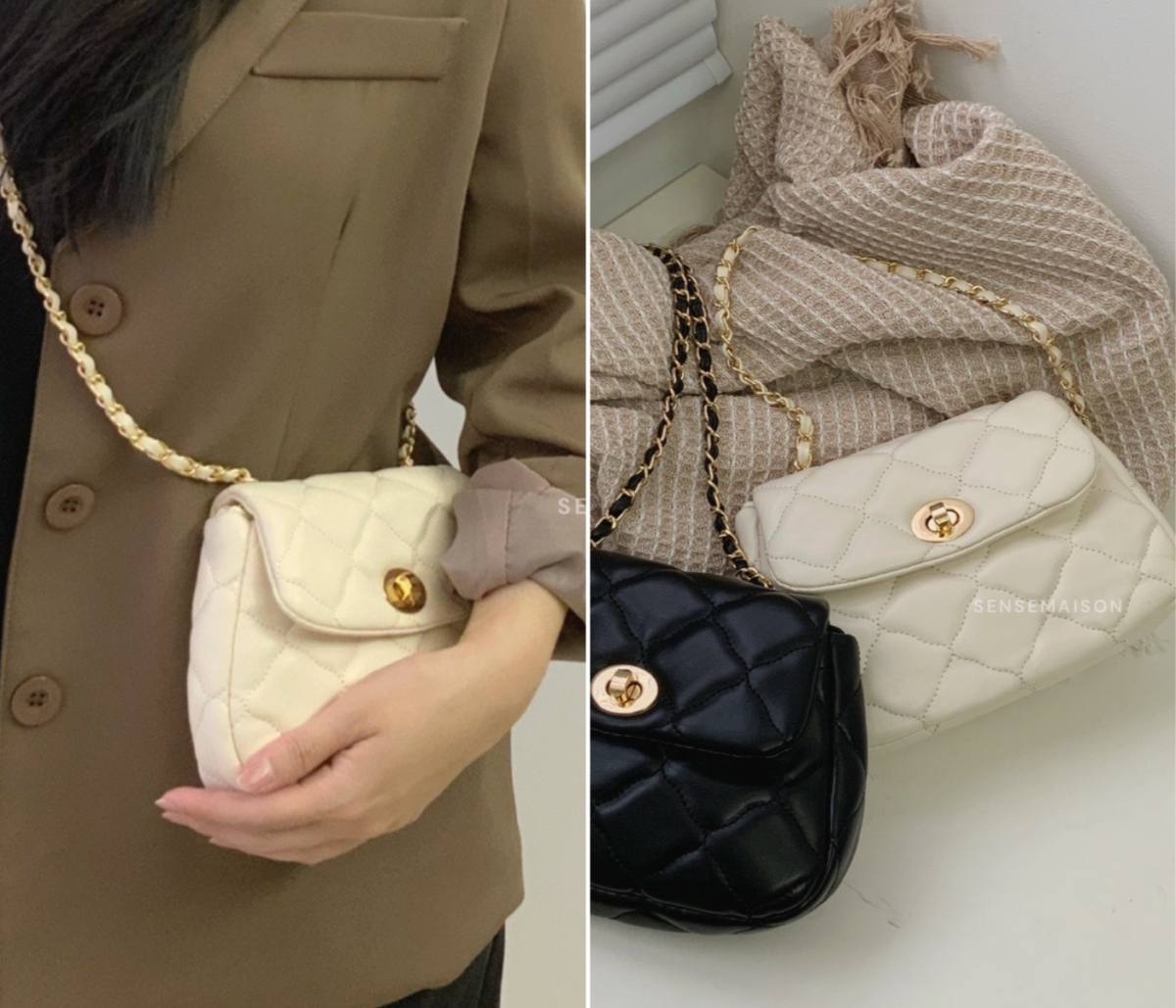 4、菱格纹马鞍包